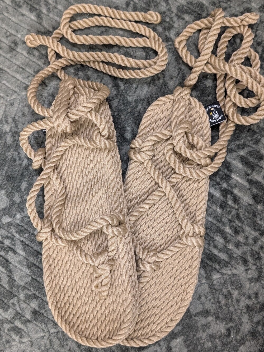 Nomadic State Of Mind Rope Sandals Wrap Tie Beige Boho Women's Size 7.5-8 (38)